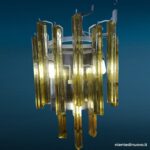 40144_4 Applique in vetro di Murano con 10 triedri ambra e base cromata