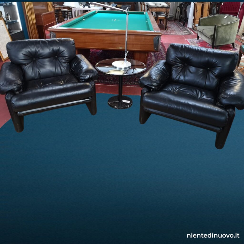 40152 Poltrona Coronado Tobia Scarpa per B&B Italia - vintage, riverniciata nera (coppia disponibile)