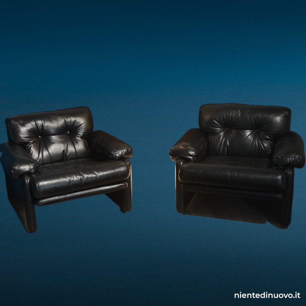 Poltrona Coronado Tobia Scarpa per B&B Italia - vintage, riverniciata nera (coppia disponibile)