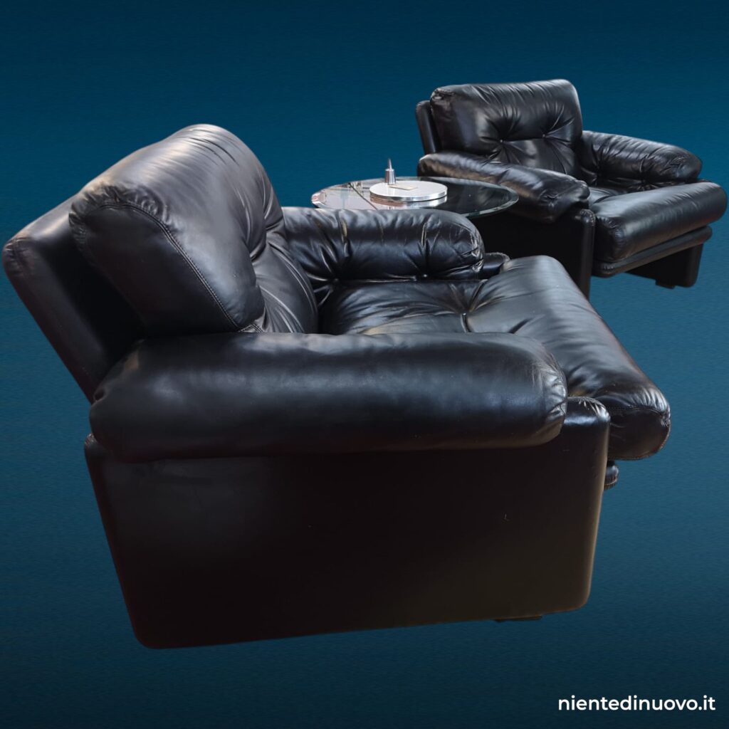 Poltrona Coronado Tobia Scarpa per B&B Italia - vintage, riverniciata nera (coppia disponibile)