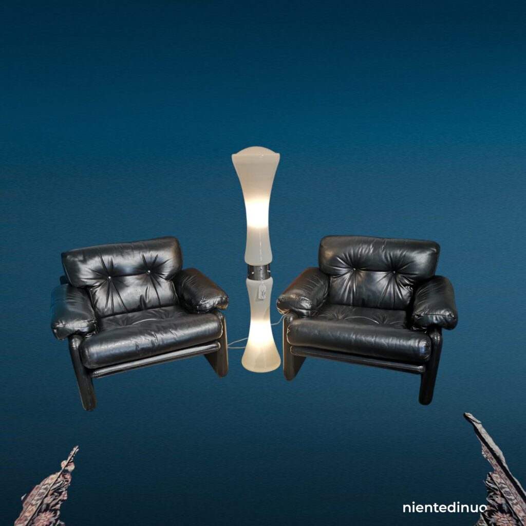 Poltrona Coronado Tobia Scarpa per B&B Italia - vintage, riverniciata nera (coppia disponibile)