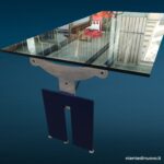 40153_2 Tavolo design in cristallo con struttura in acciaio e alluminio