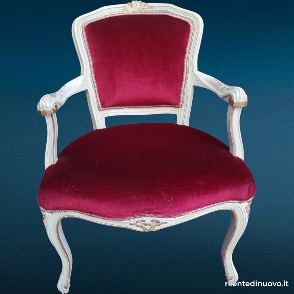 40217 Poltroncina laccata veneziano velluto rosso