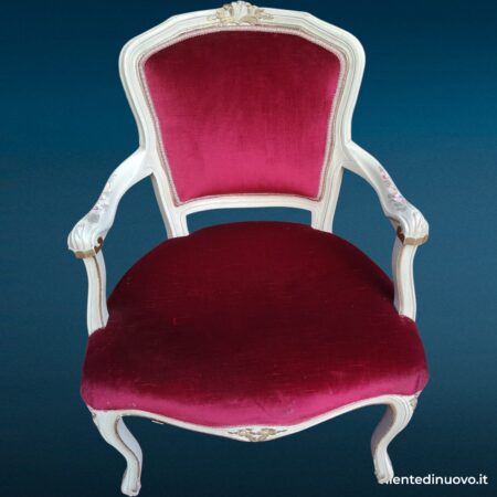 Poltroncina laccata veneziano velluto rosso