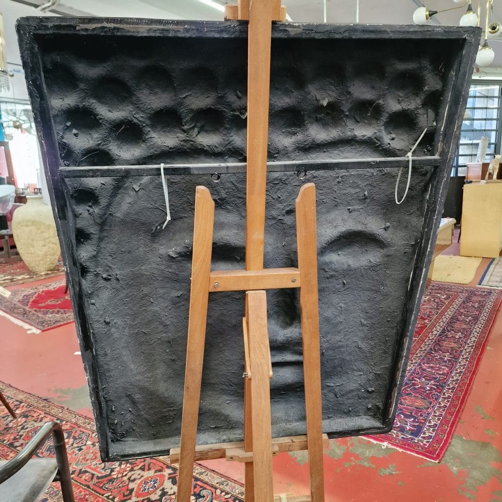 pannello Buddha in rilievo color bronzo con struttura in ferro