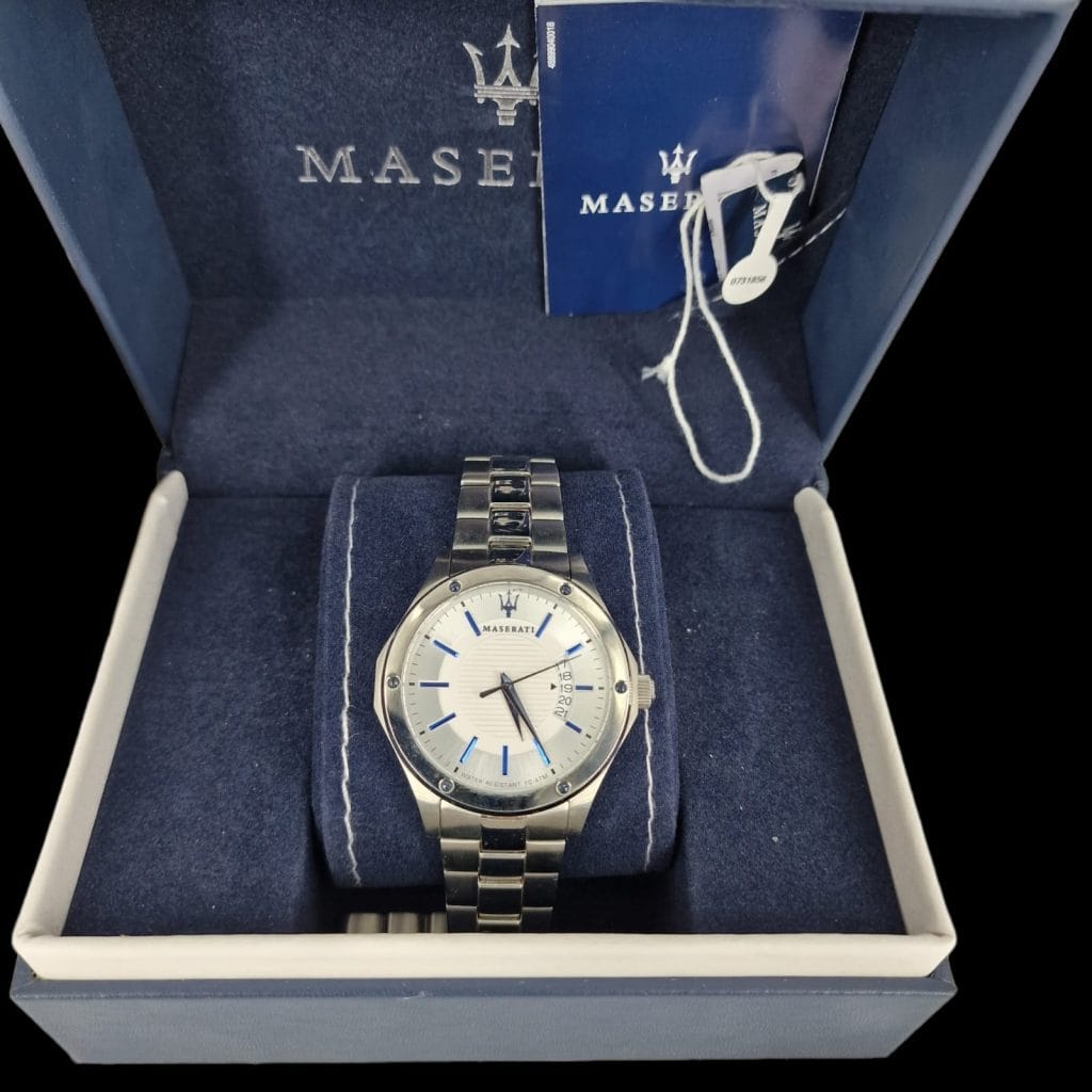 Orologio da uomo Maserati al quarzo con cinturino in acciaio e scatola originale