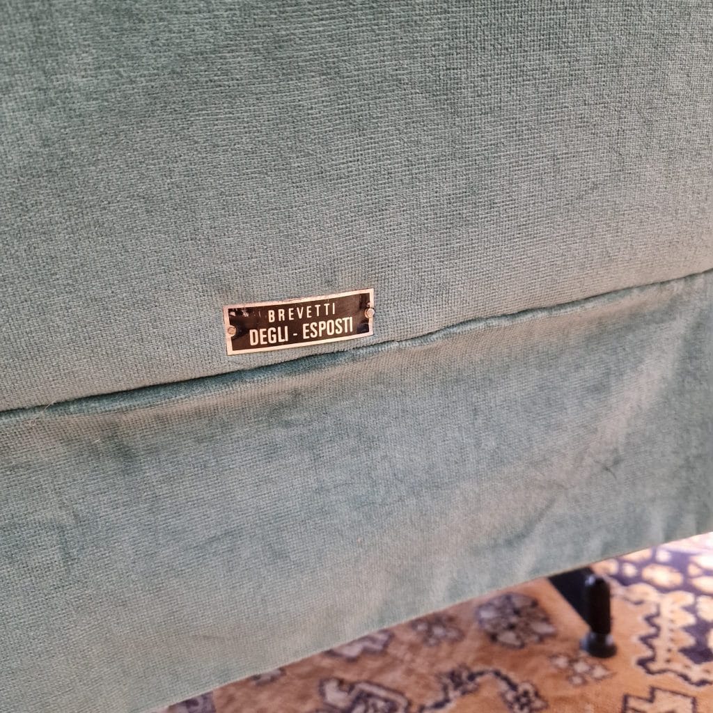 poltrona vintage recliner anni '50 in velluto verde Brevetti Degli-Esposti