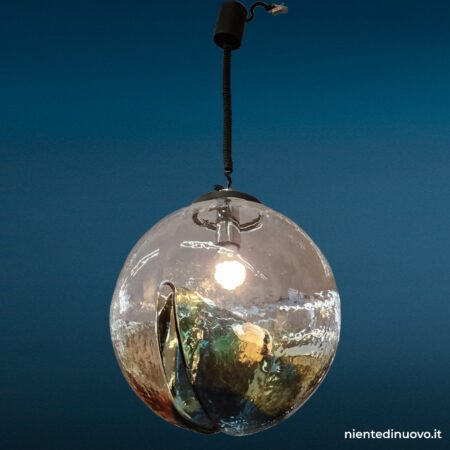 Lampadario a palla in vetro di Murano, diam. 40 cm
