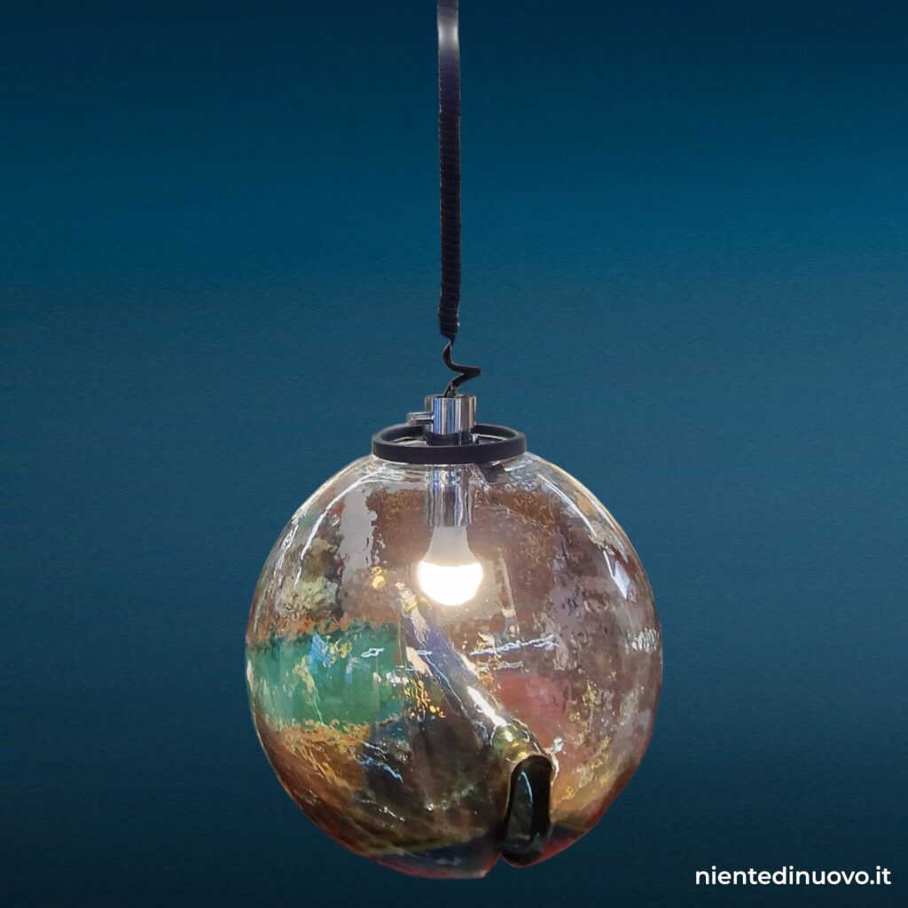 Lampadario a palla in vetro di Murano, diam. 40 cm