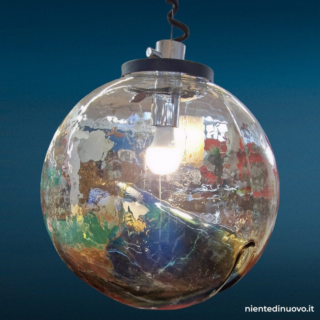 Lampadario a palla in vetro di Murano, diam. 40 cm