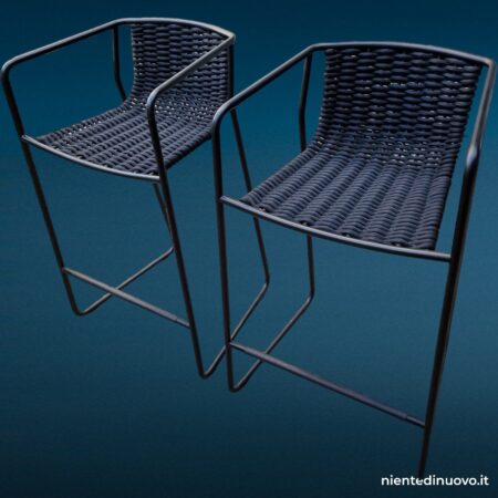 Sgabello Randa Arrmet in acciaio e corda nautica - design LucidiPevere