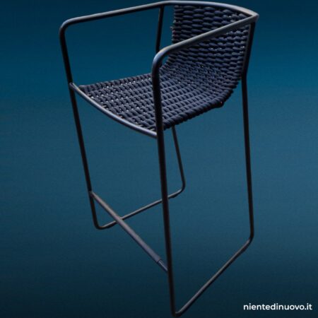Sgabello Randa Arrmet in acciaio e corda nautica - design LucidiPevere