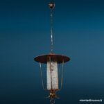 Lampadario a lanterna in ottone e rame, una luce