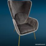 Poltrona in velluto marrone con gambe dorate Brownie