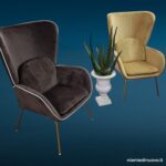 Poltrona in velluto marrone con gambe dorate Brownie
