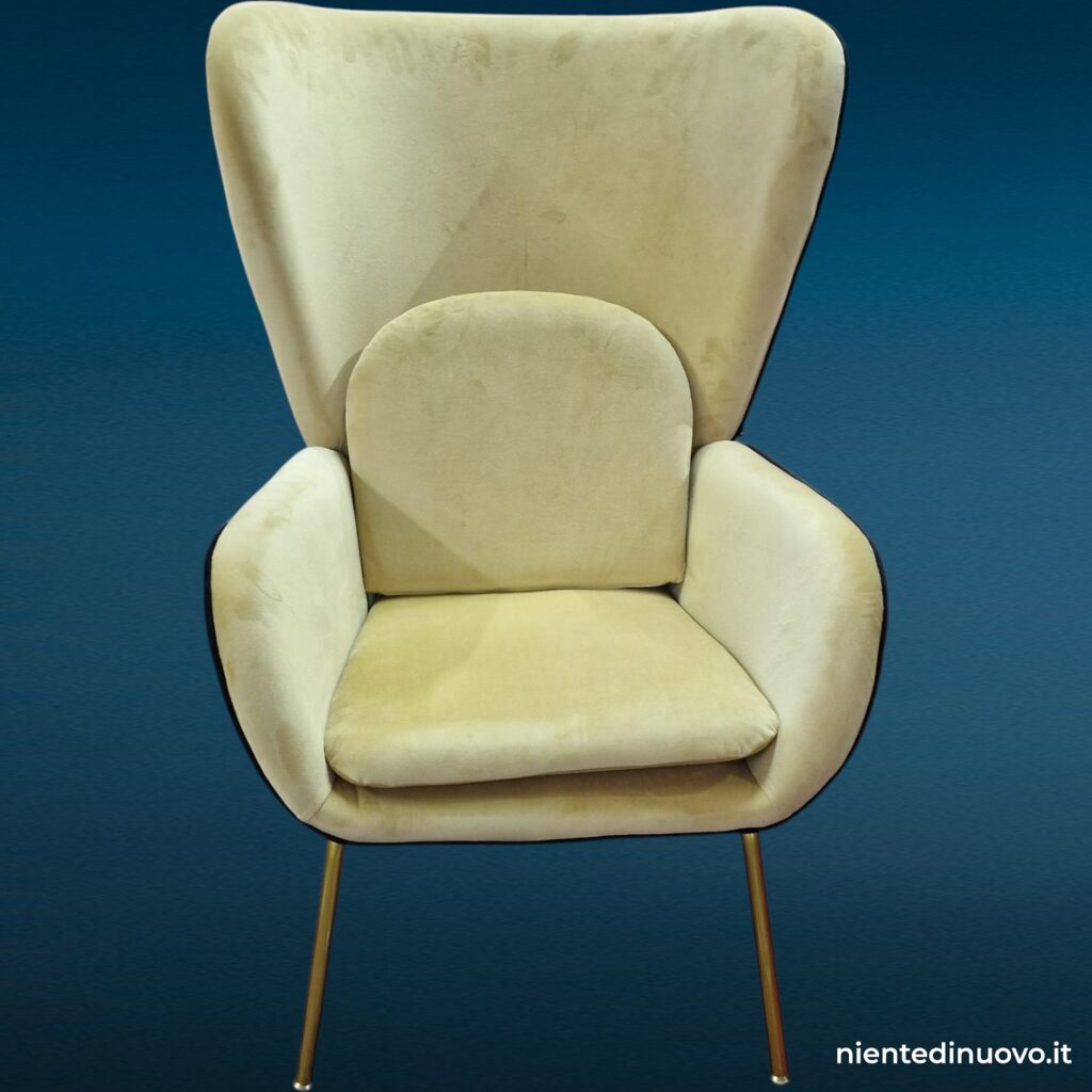 04477 Poltrona Living Sand in velluto color sabbia