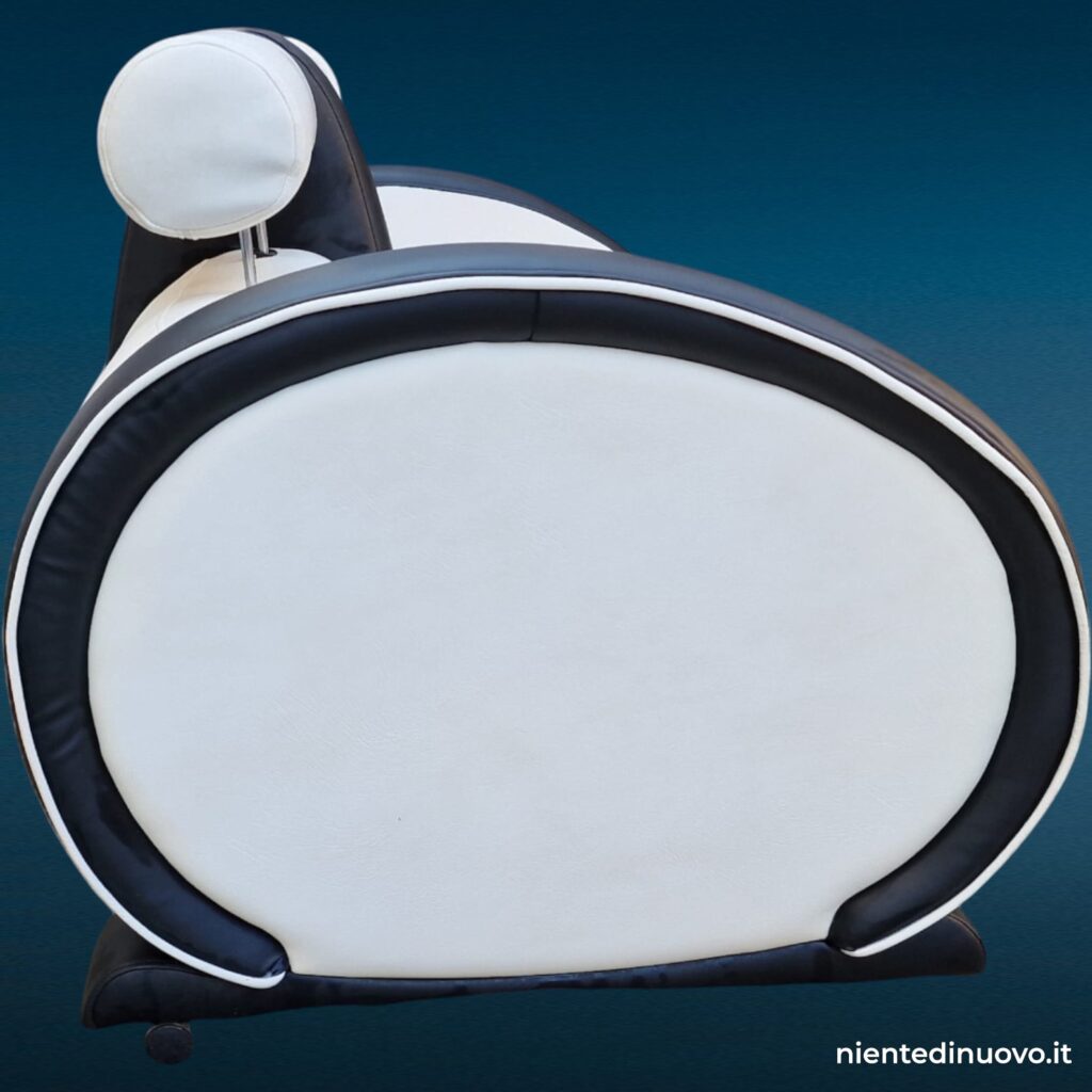 Divano Happy Days, divano vintage bicolore in similpelle bianco e nero (due posti)