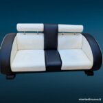40480_3 Divano Happy Days, divano vintage bicolore in similpelle bianco e nero (due posti)