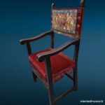 04571_3 Poltroncina rustica a cartella in noce (databile XVII secolo)