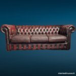 40713_1 Divano Chesterfield Club 3 posti in pelle bordeaux
