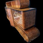 Credenza Art déco anni '30 in legno laccato con mobile bar a specchio illuminato