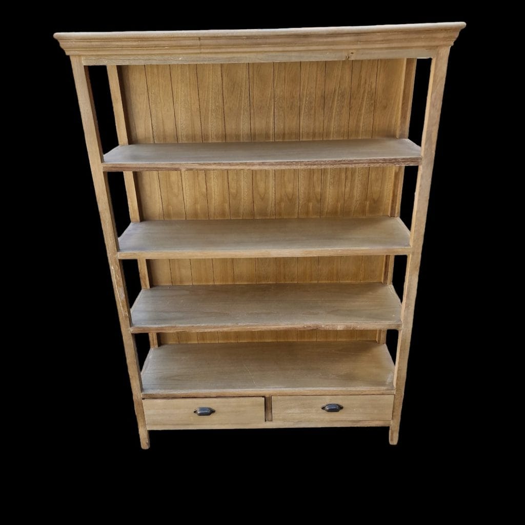 Mobile libreria in legno con scaffali aperti e cassetti