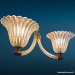 Applique due luci in vetro di Murano, bracci gessati