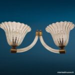 Applique due luci in vetro di Murano, bracci gessati