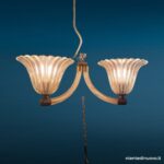 Applique due luci in vetro di Murano, bracci gessati