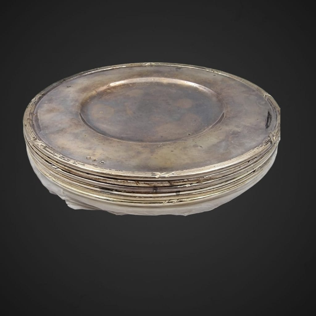 Rari sottopiatto Cosulich Line anni '30 in lega d'argento