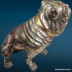 Scultura bulldog in acciaio vintage