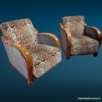 Coppia poltrone Art Deco anni '30 con rivestimento leopardato