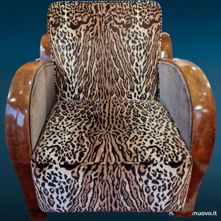 Coppia poltrone Art Deco anni '30 con rivestimento leopardato