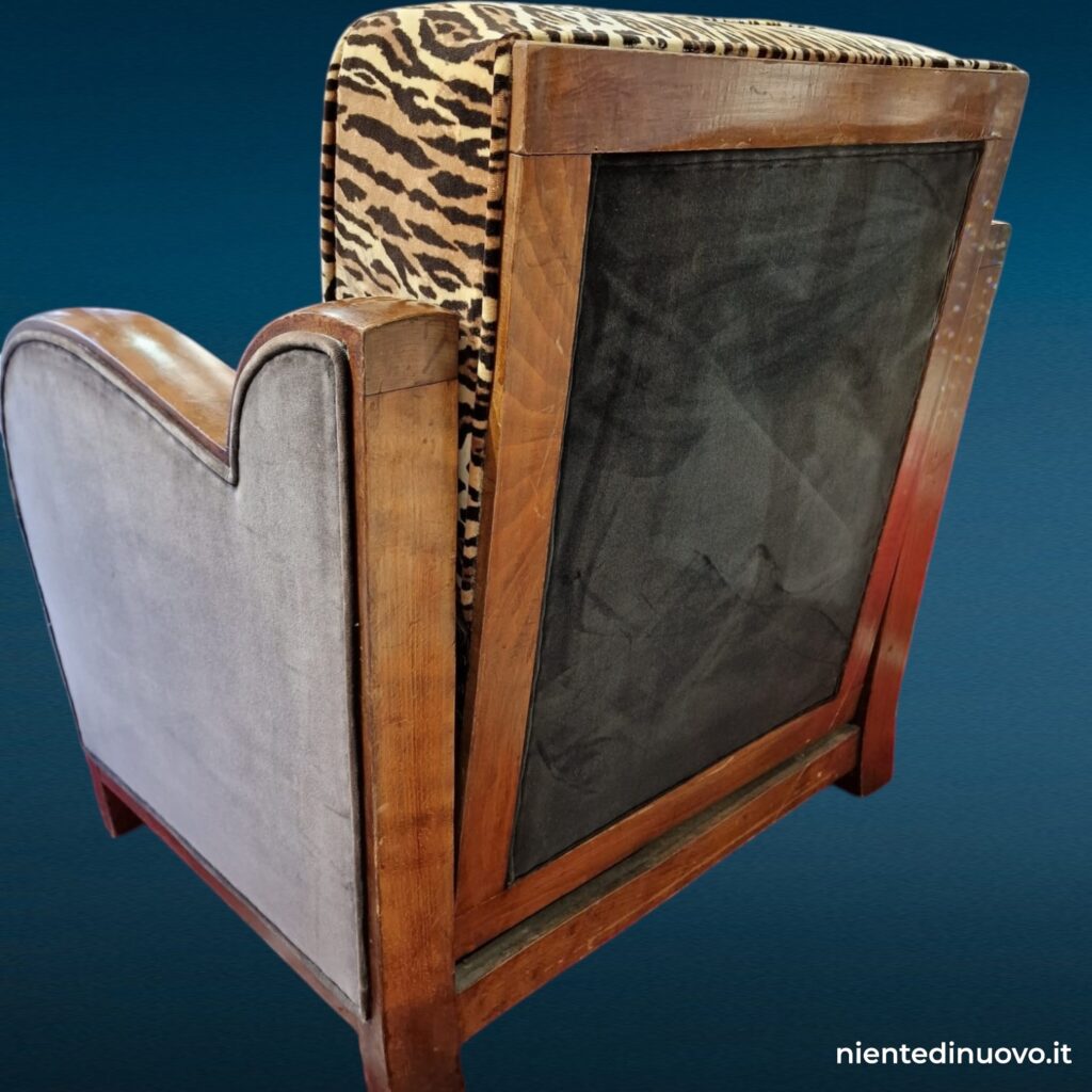 Coppia poltrone Art Deco anni '30 con rivestimento leopardato