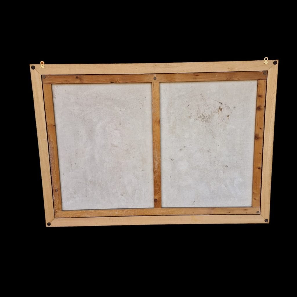 Grande affresco strappo a muro incorniciato con cornice dorata