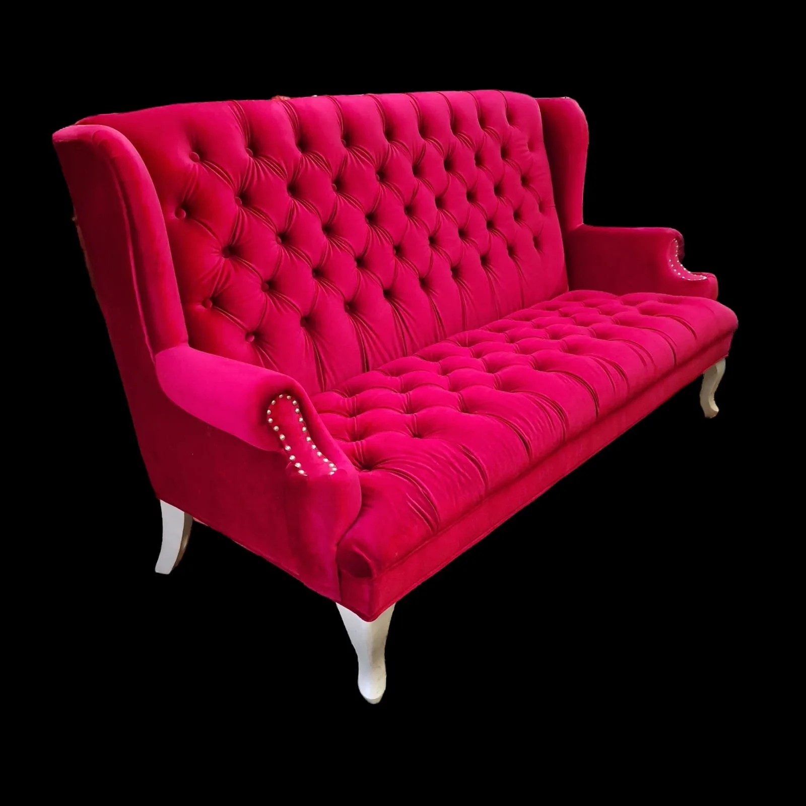 divano trapuntato velluto rosso