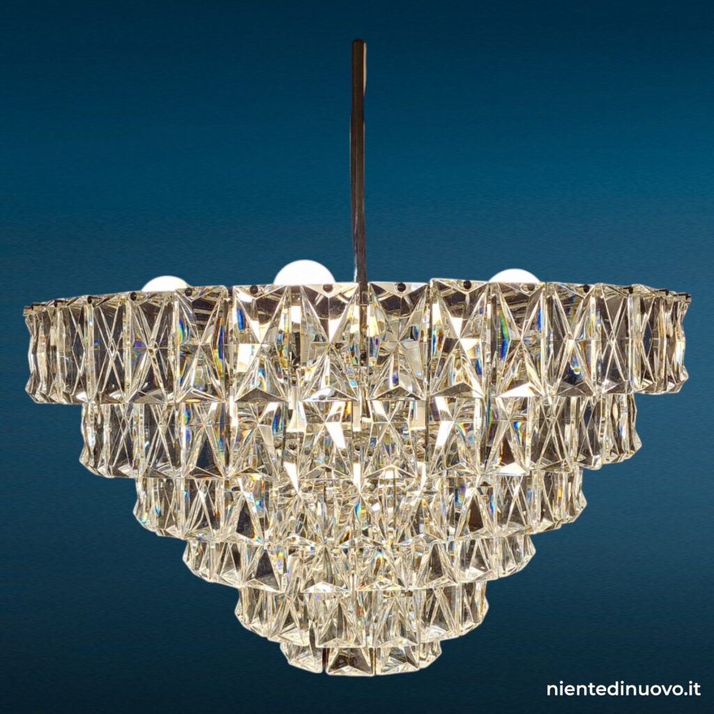 Lampadario vintage in cristallo Kinkeldey