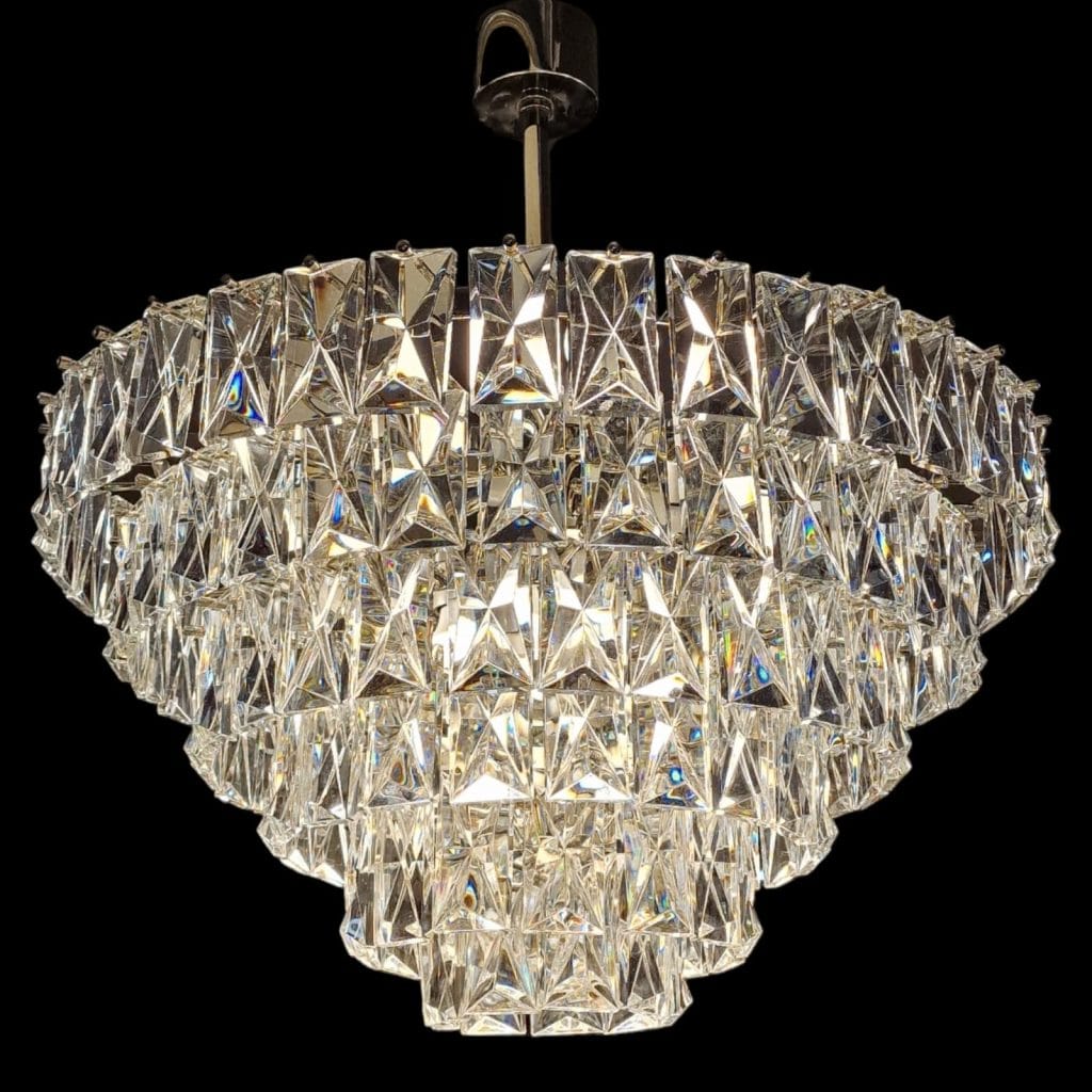 Lampadario vintage in cristallo Kinkeldey anni '60 restaurato