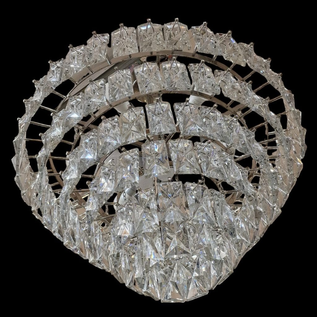 Lampadario vintage in cristallo Kinkeldey anni '60 restaurato