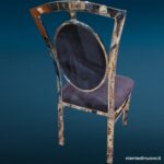 Sedia cromata americana velluto scuro - seduta vintage