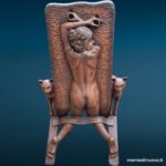 40887_4 Poltrona in resina con braccioli a forma di gatti e figura femminile