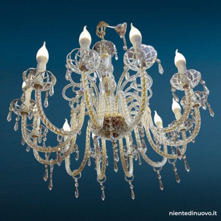 Lampadario in cristallo 12 luci con finitura oro