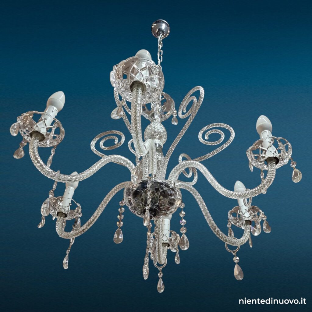 04601 Lampadario cristallo a sei luci stile veneziano