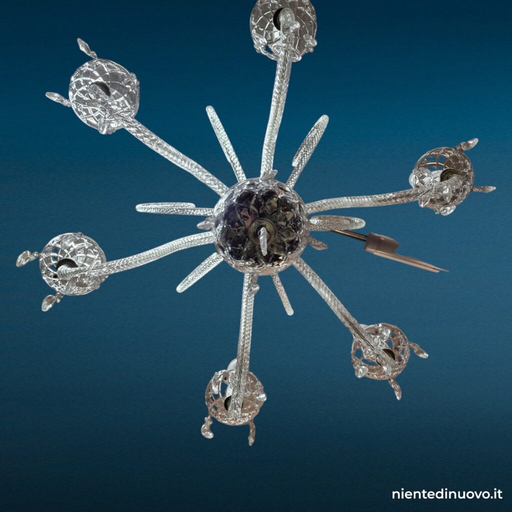 Lampadario cristallo a sei luci stile veneziano