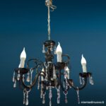 Lampadario 6 luci in vetro nero con pendagli chiari