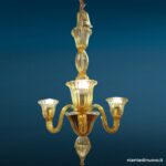 Lampadario in vetro di Murano 3 luci ambra