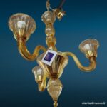 Lampadario in vetro di Murano 3 luci ambra