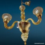 Lampadario in vetro di Murano 3 luci ambra