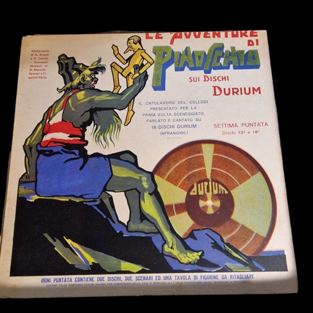 Cofanetto Le avventure di Pinocchio su dischi Durium 1933 da collezione