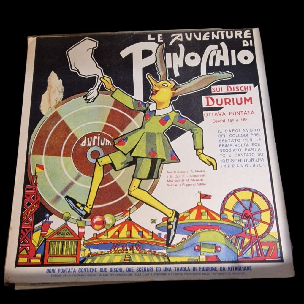 Cofanetto Le avventure di Pinocchio su dischi Durium 1933 da collezione